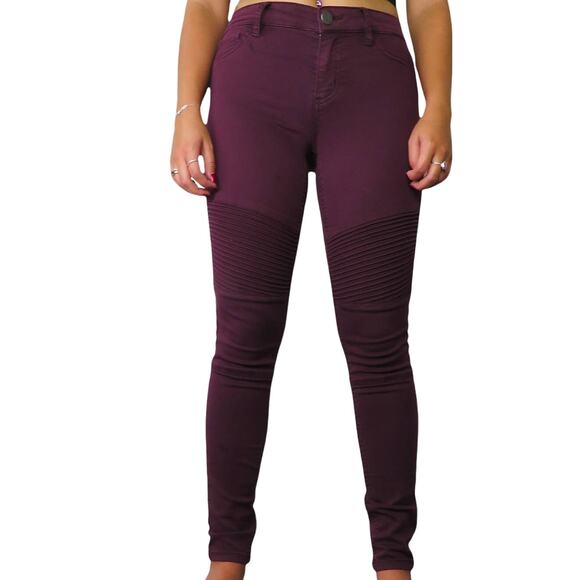 PacSun Burgundy Motto Jeans High Rise Skinny Jeans Size 3 27" - Picture 6 of 7